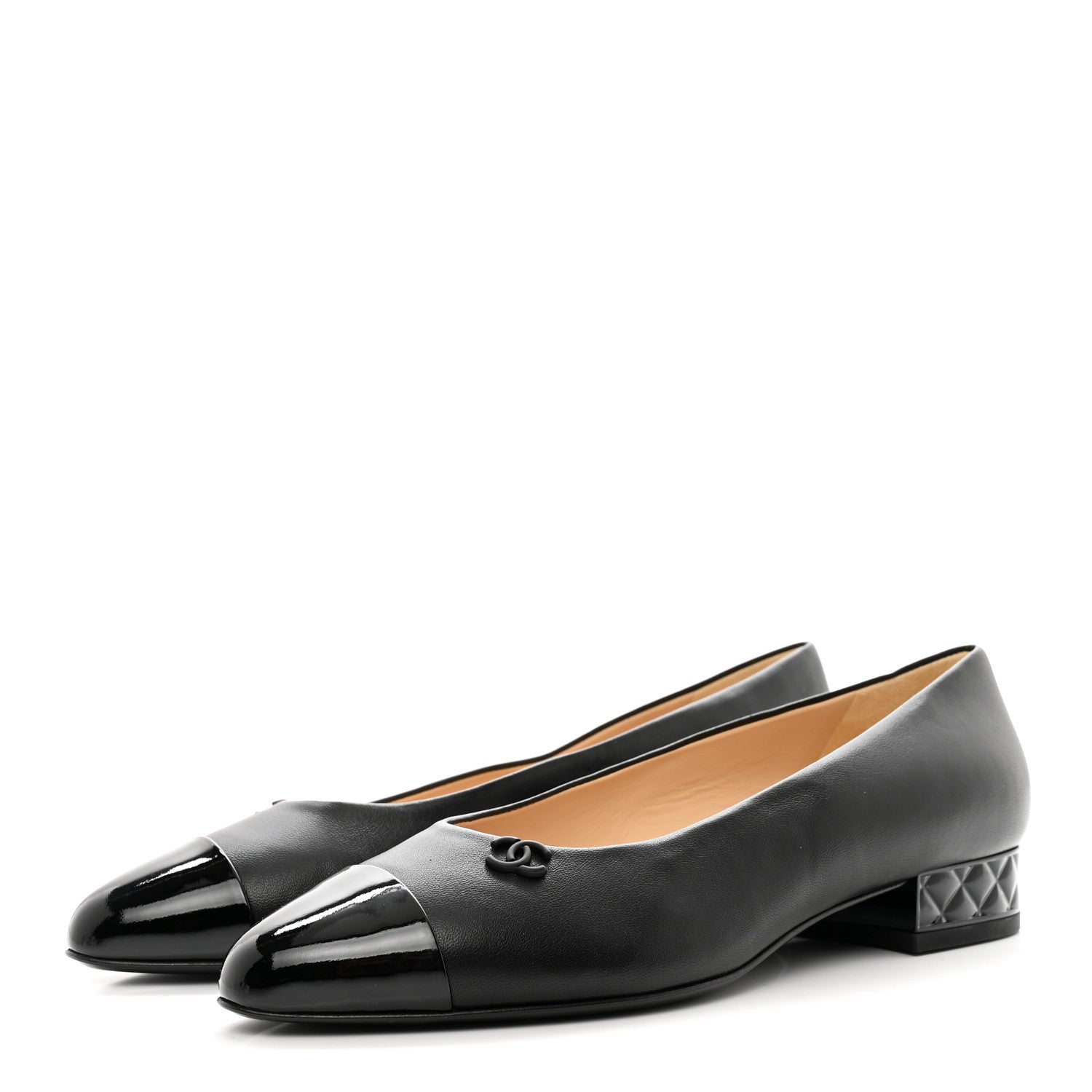 Chanel Lambskin Patent Quilted CC Cap Toe Mocassin Loafer 37 Black 3 of 14