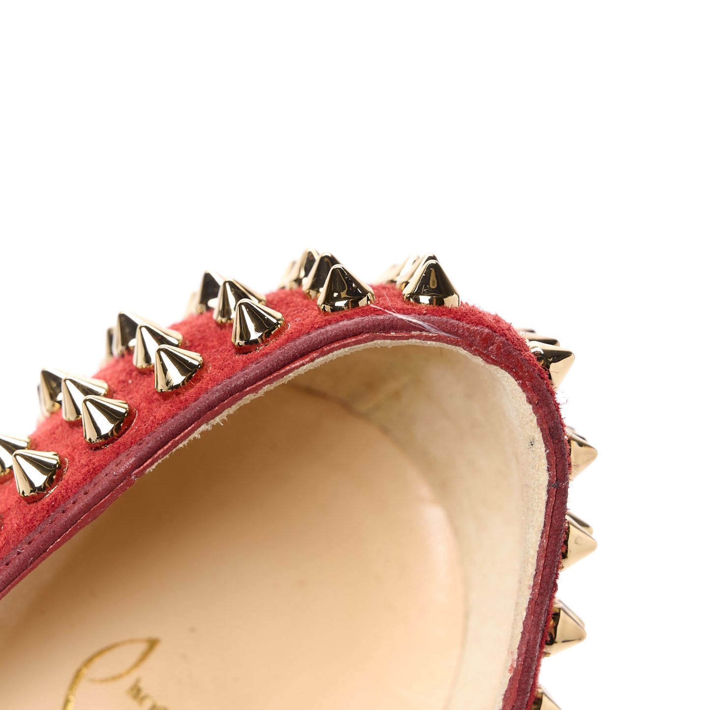 Veau Velours Calf Hair Leopard Lady Peep Spikes 150 Pumps 39.5 Red