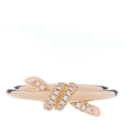 Tiffany 18K Rose Gold Diamond Small Knot Ring 52 6 1 of 5