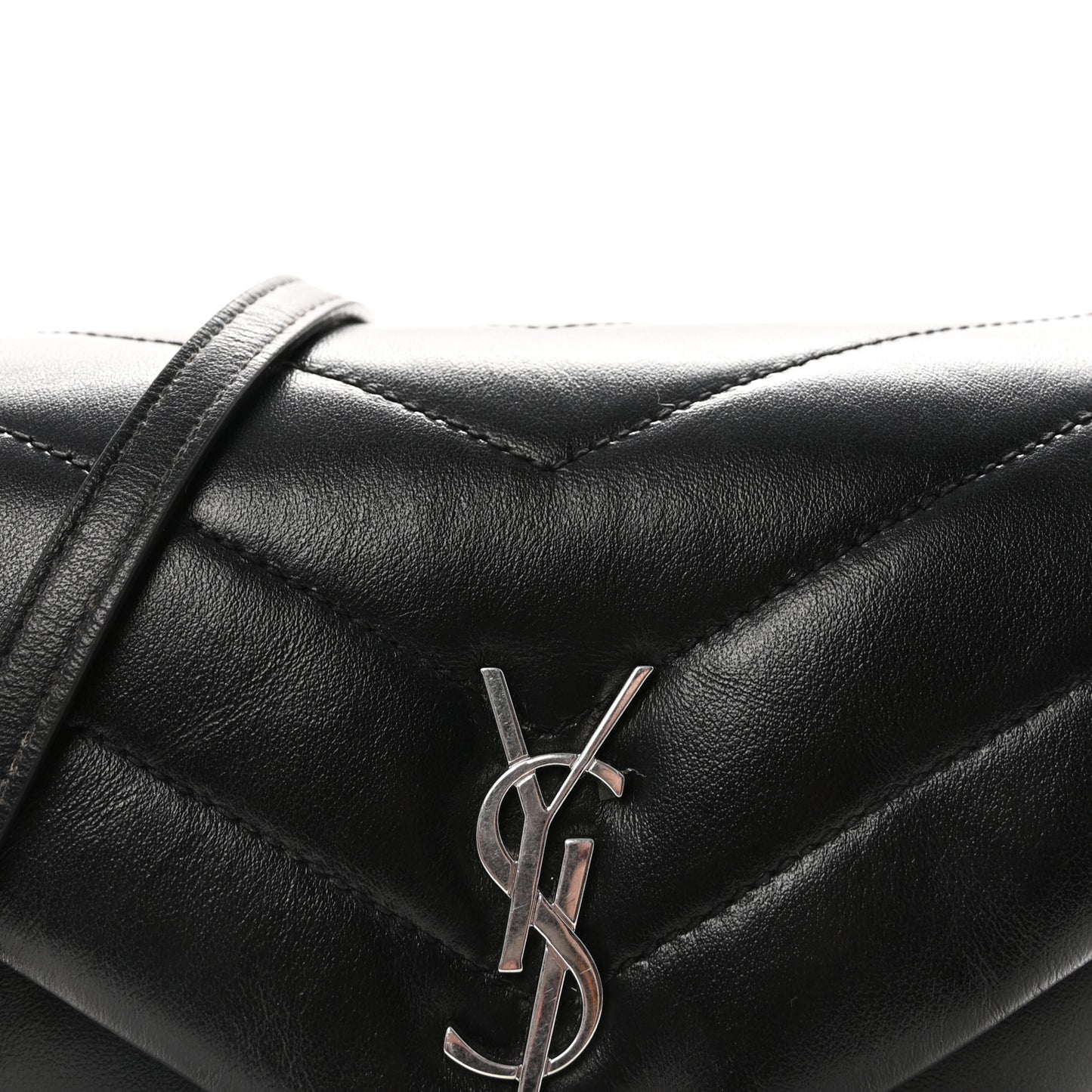 Calfskin Y Quilted Monogram Toy Loulou Crossbody Bag Black