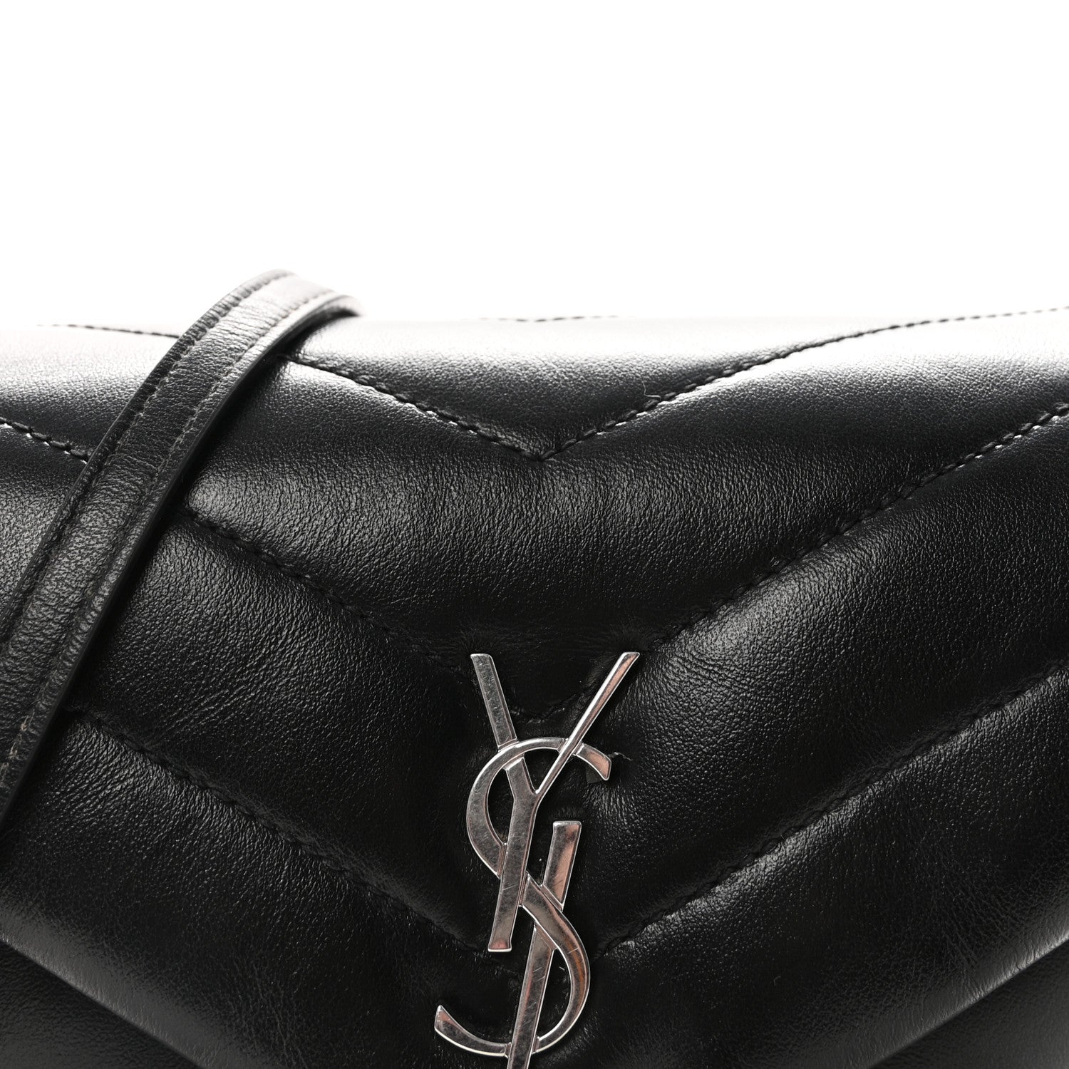 Saint Laurent Calfskin Y Quilted Monogram Toy Loulou Crossbody Bag Black 7 of 9