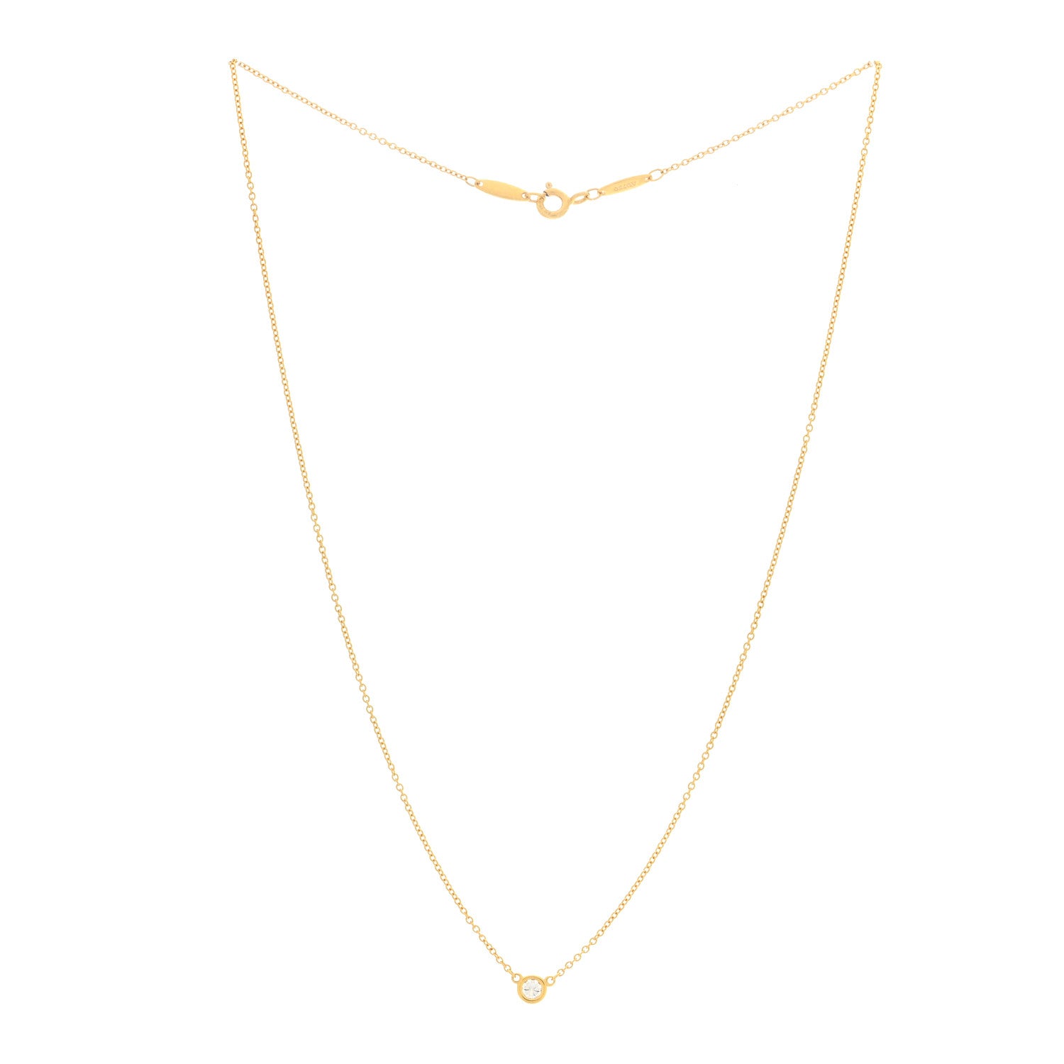Tiffany 18K Yellow Gold Diamond .12ct Elsa Peretti Diamonds by the Yard Pendant Necklace 2 of 3