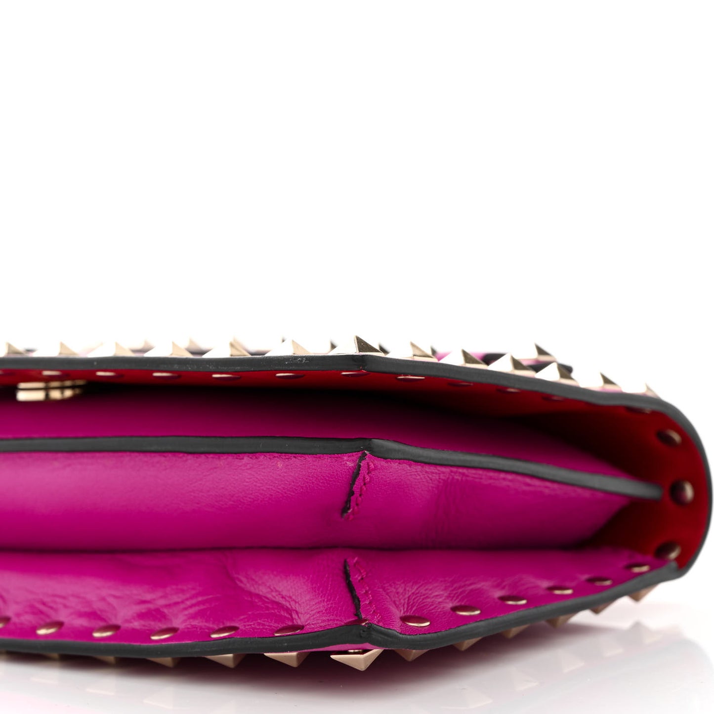 Nappa Small Rockstud Wristlet Clutch Fuxia