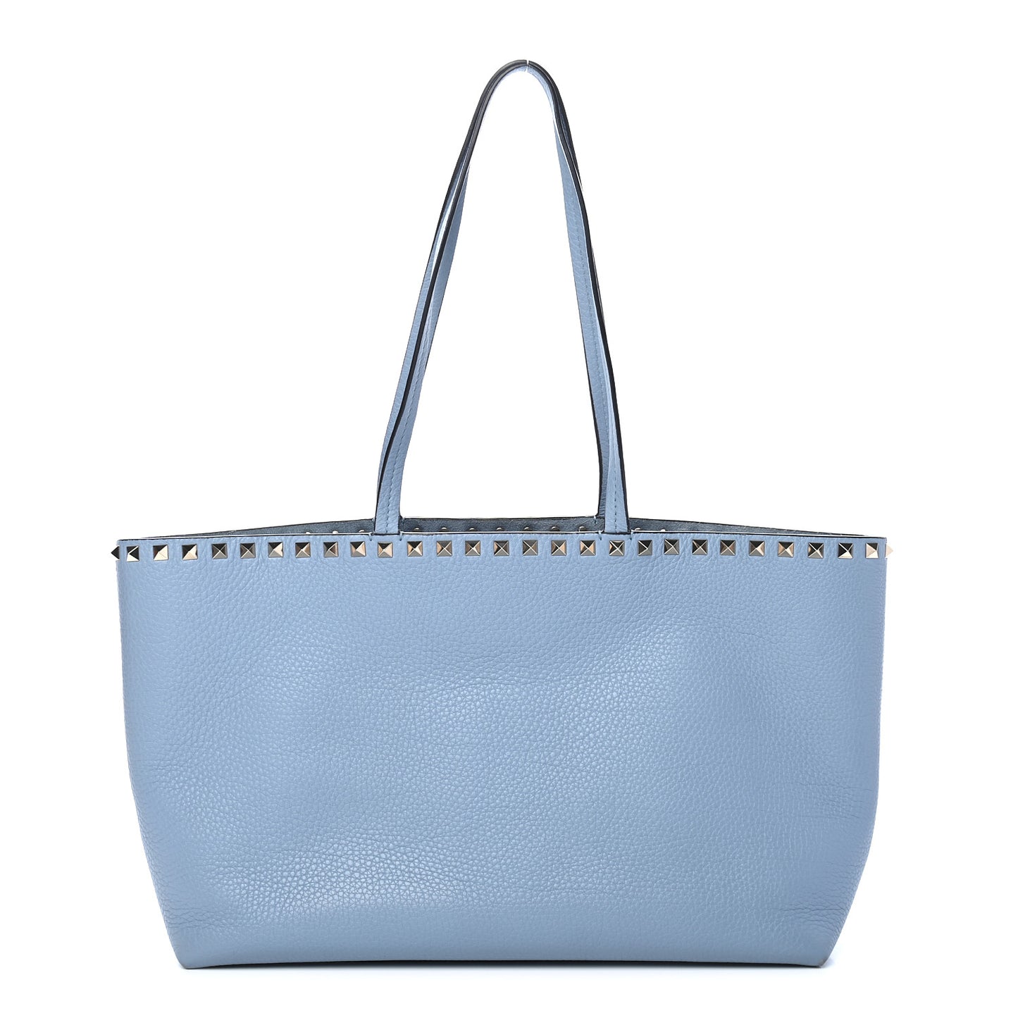 Grained Calfskin Small Rockstud Shoulder Tote Niagara