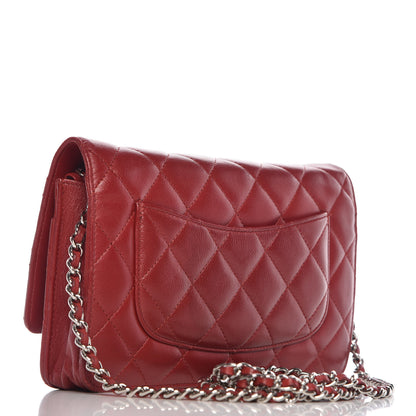 Chanel Lambskin Quilted Wallet On Chain WOC Red 3 of 12