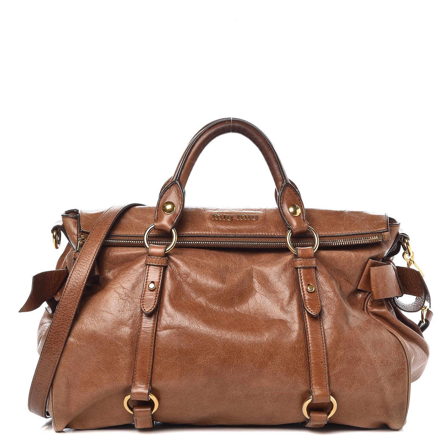 Miu Miu Vitello Lux Medium Bow Bag Palissandro 1 of 12