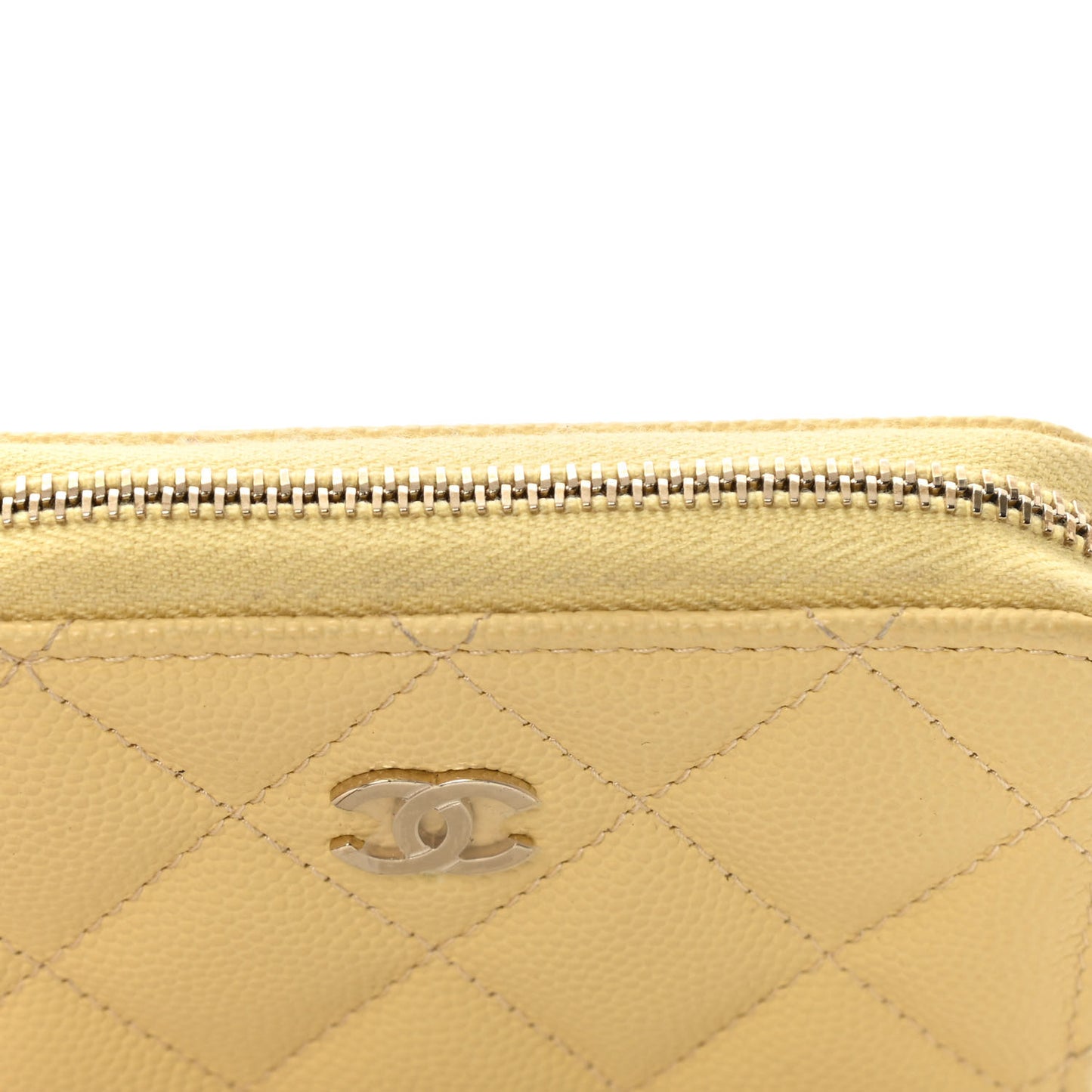 Caviar Quilted Zip Coin Purse Yellow