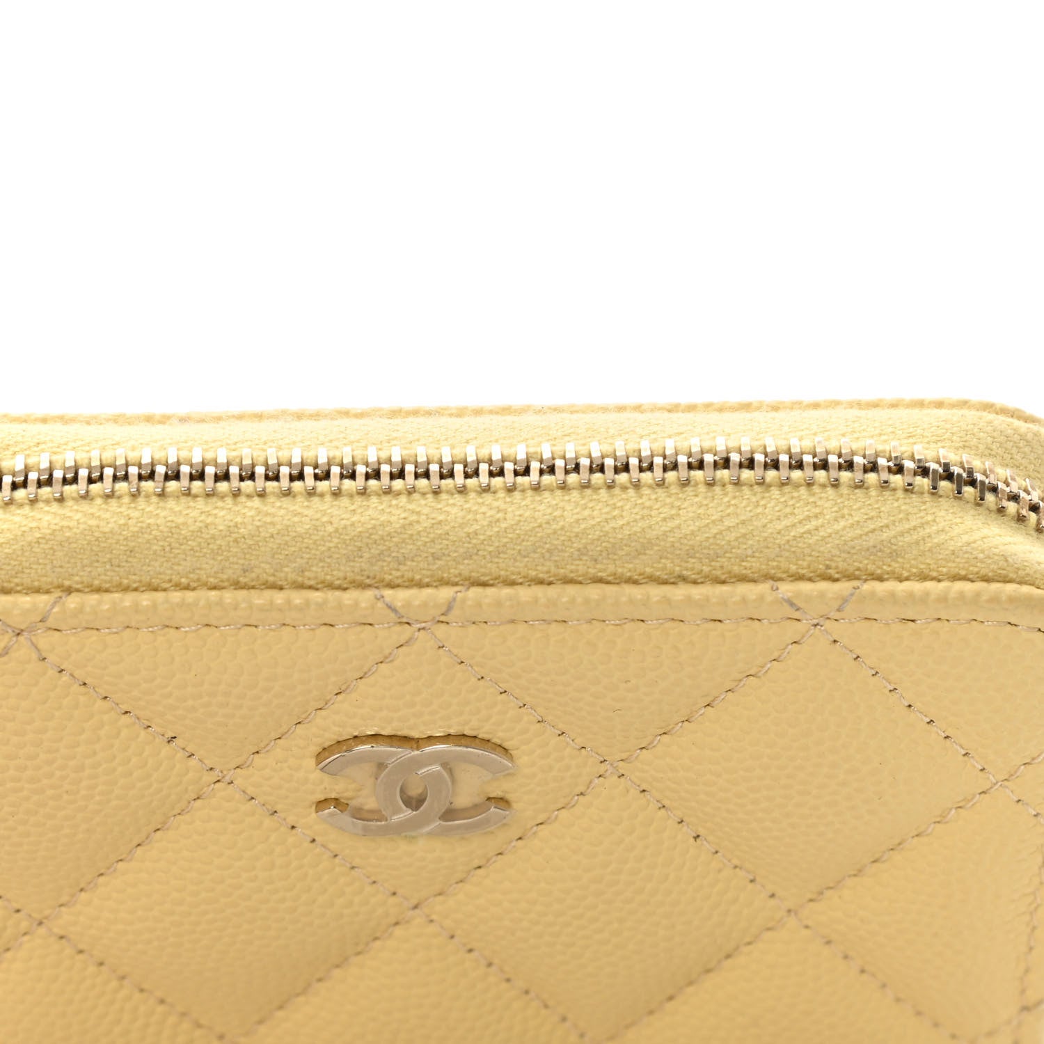 Chanel Caviar Quilted Zip Coin Purse Yellow 8 of 13