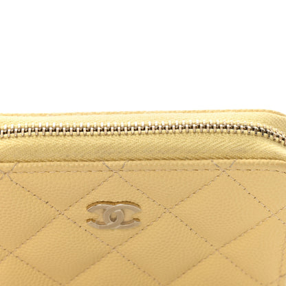 Chanel Caviar Quilted Zip Coin Purse Yellow 8 of 13