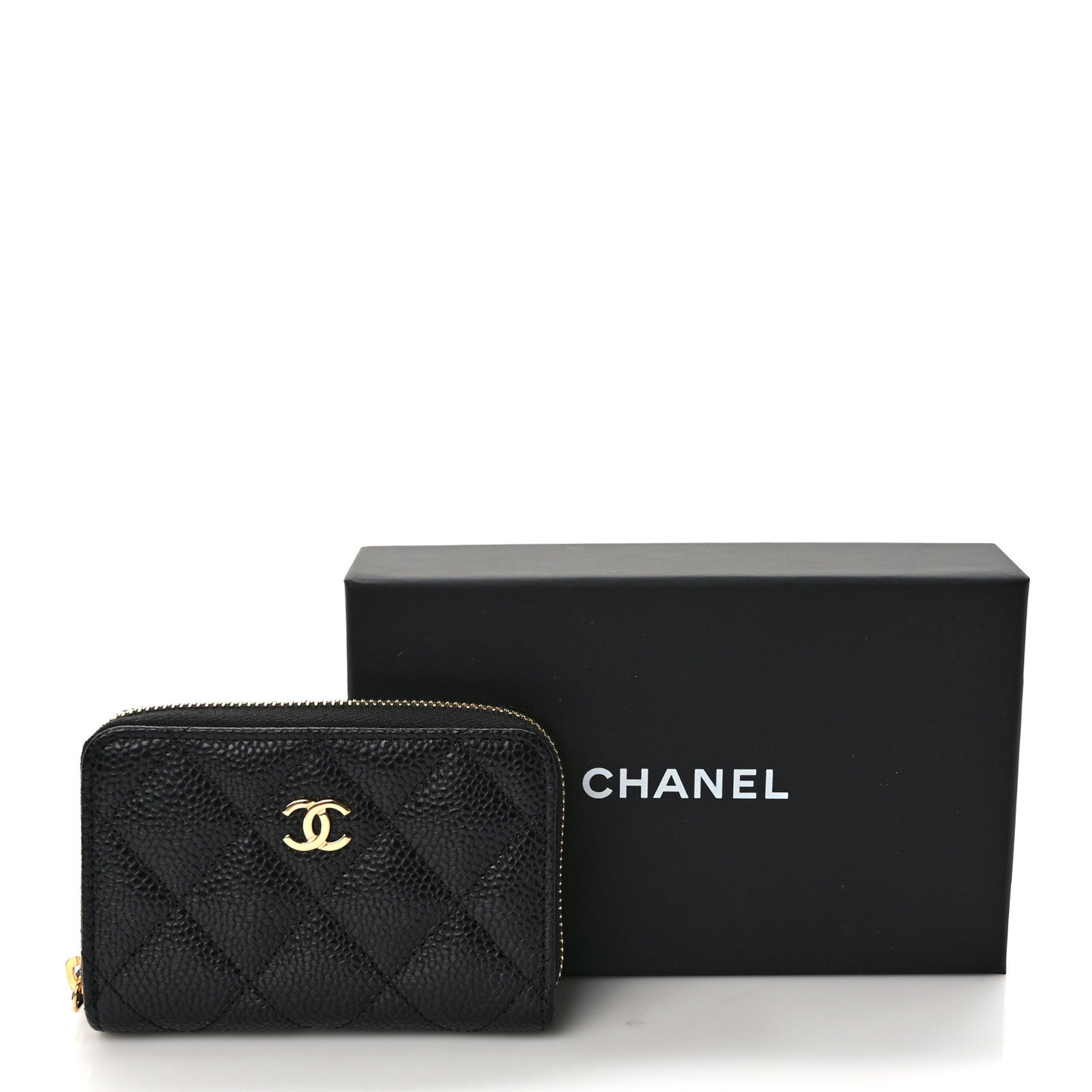 Caviar Quilted Zip Coin Purse Black