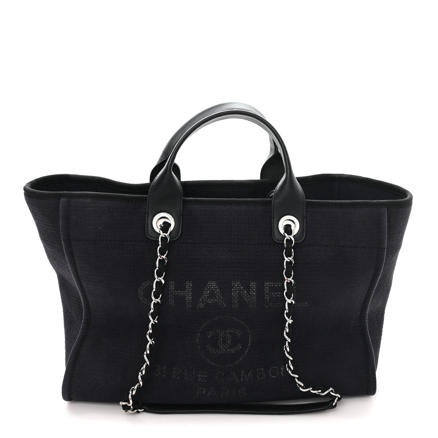 Chanel Mixed Fibers Medium Deauville Tote Navy Blue 1 of 12