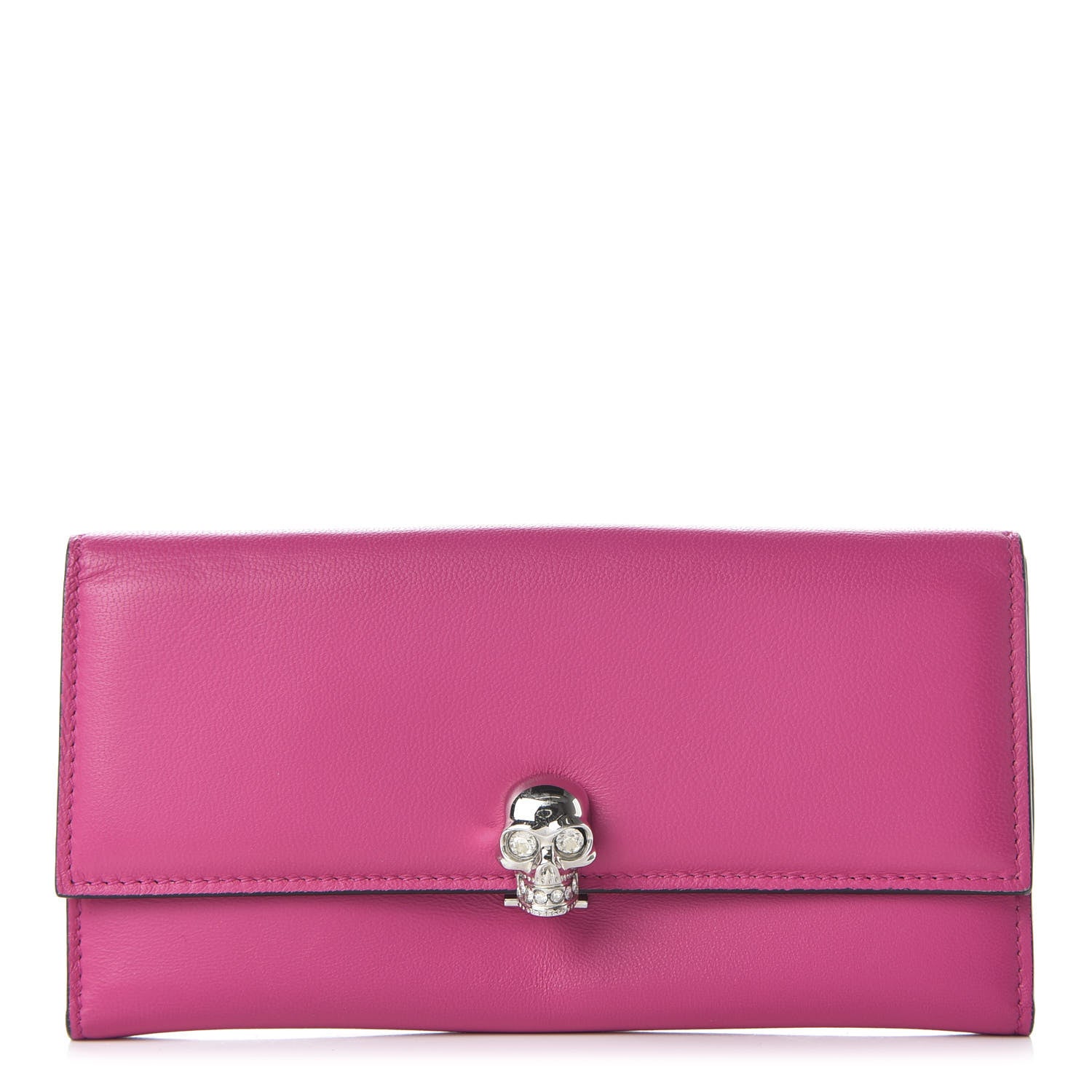 Alexander McQueen Calfskin Skull Continental Wallet Bouganville 1 of 9