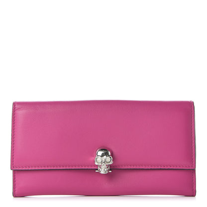 Alexander McQueen Calfskin Skull Continental Wallet Bouganville 1 of 9