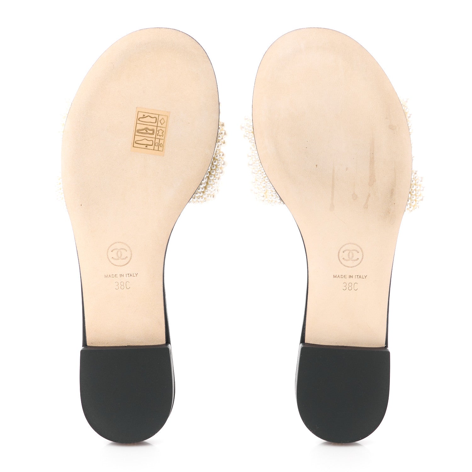 Chanel Fantasy Calfskin Pearl Cord CC Mules 38 Ivory Black 5 of 11