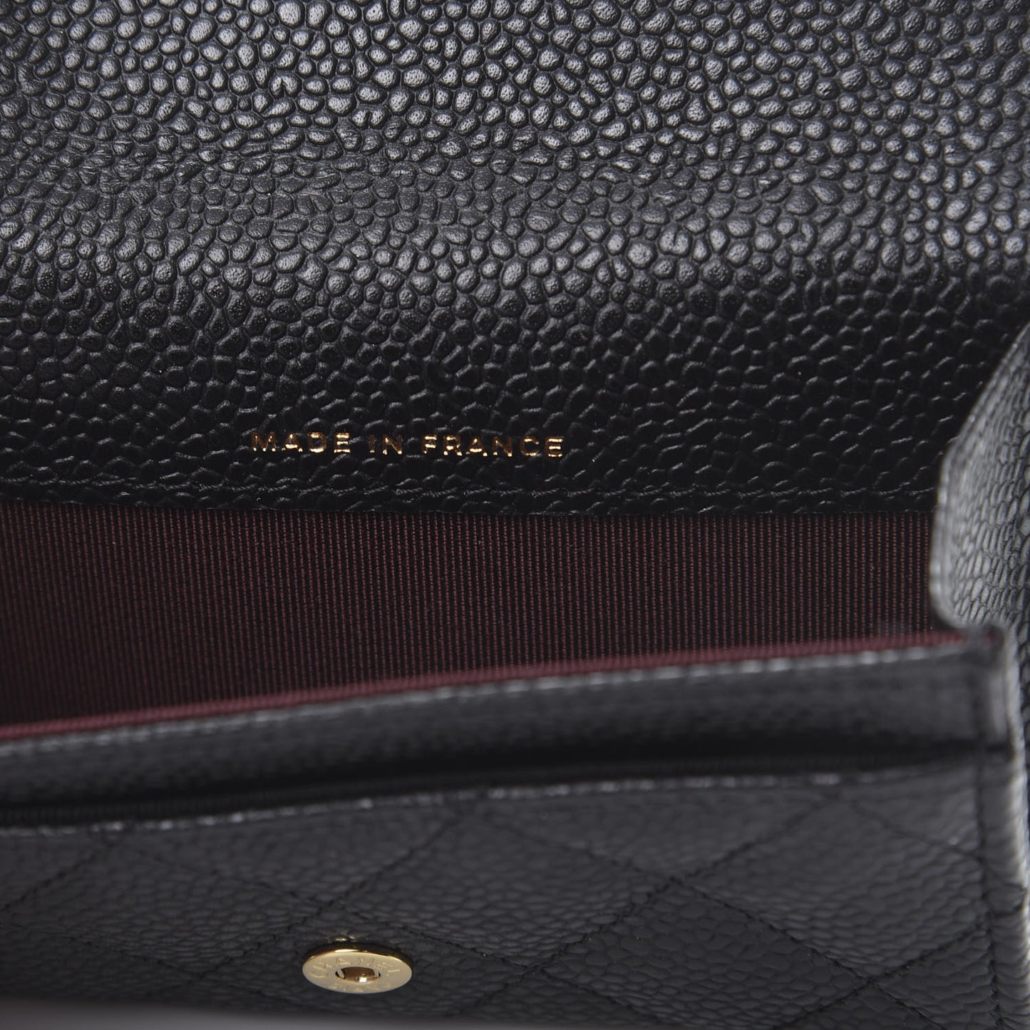 Caviar Quilted Flap Card Holder Wallet Black