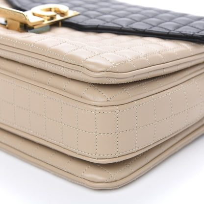 Celine Calfskin Quilted Medium C Bag Black Beige 7 of 8