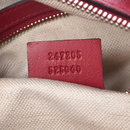 Gucci Calfskin Microguccissima Trim Medium Boston Raspberry Red 7 of 13