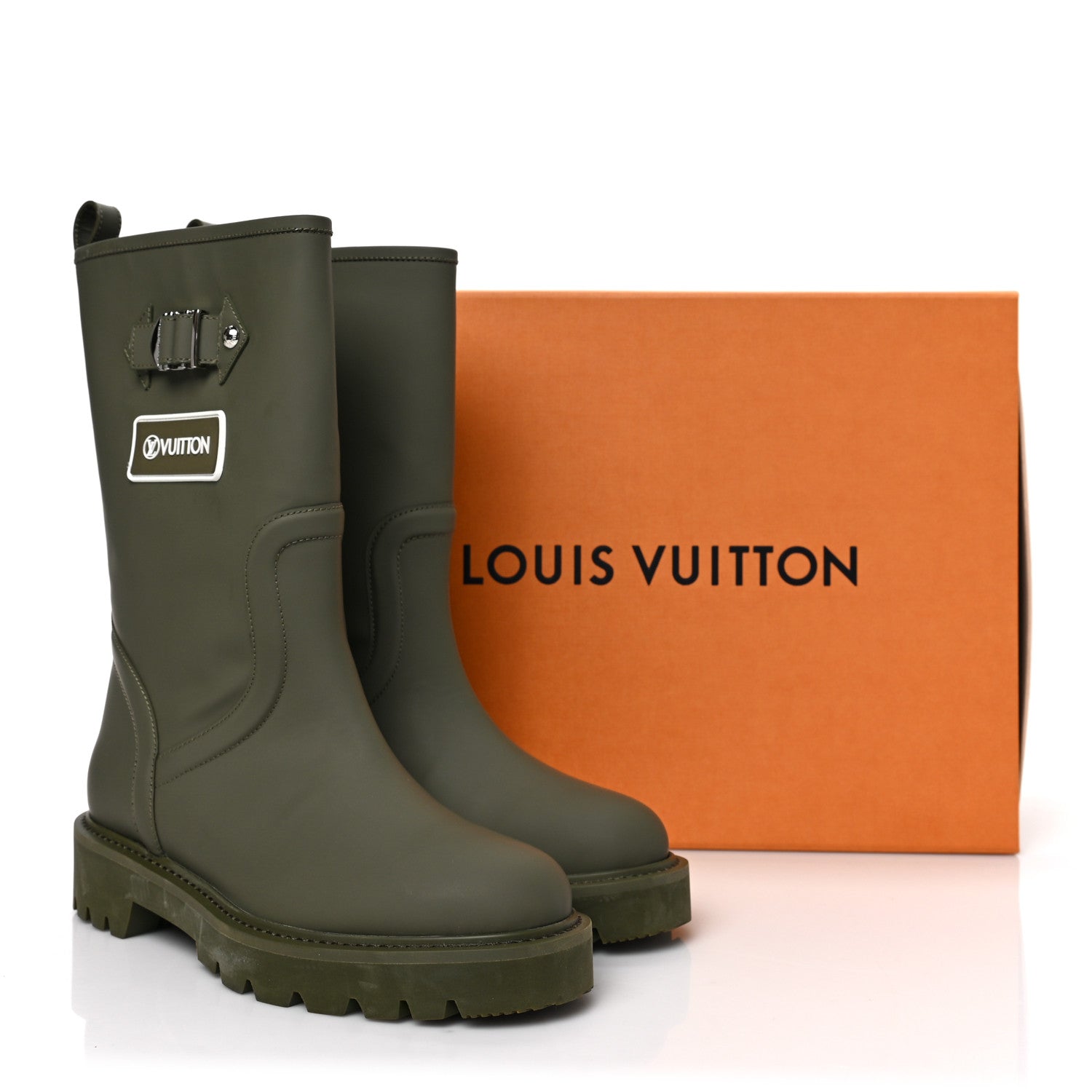 Louis Vuitton Rubber Calfskin Territory Flat Boots 38 Khaki 7 of 7