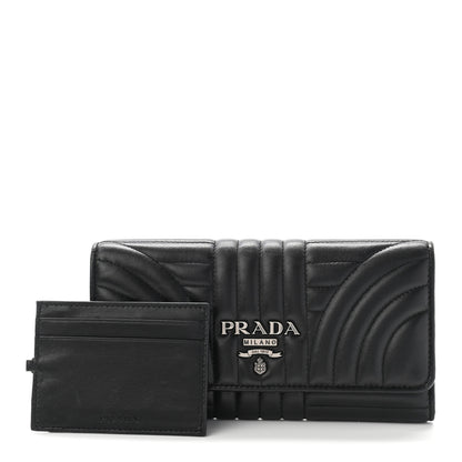 Prada Soft Calfskin Diagramme Continental Wallet Black 1 of 8