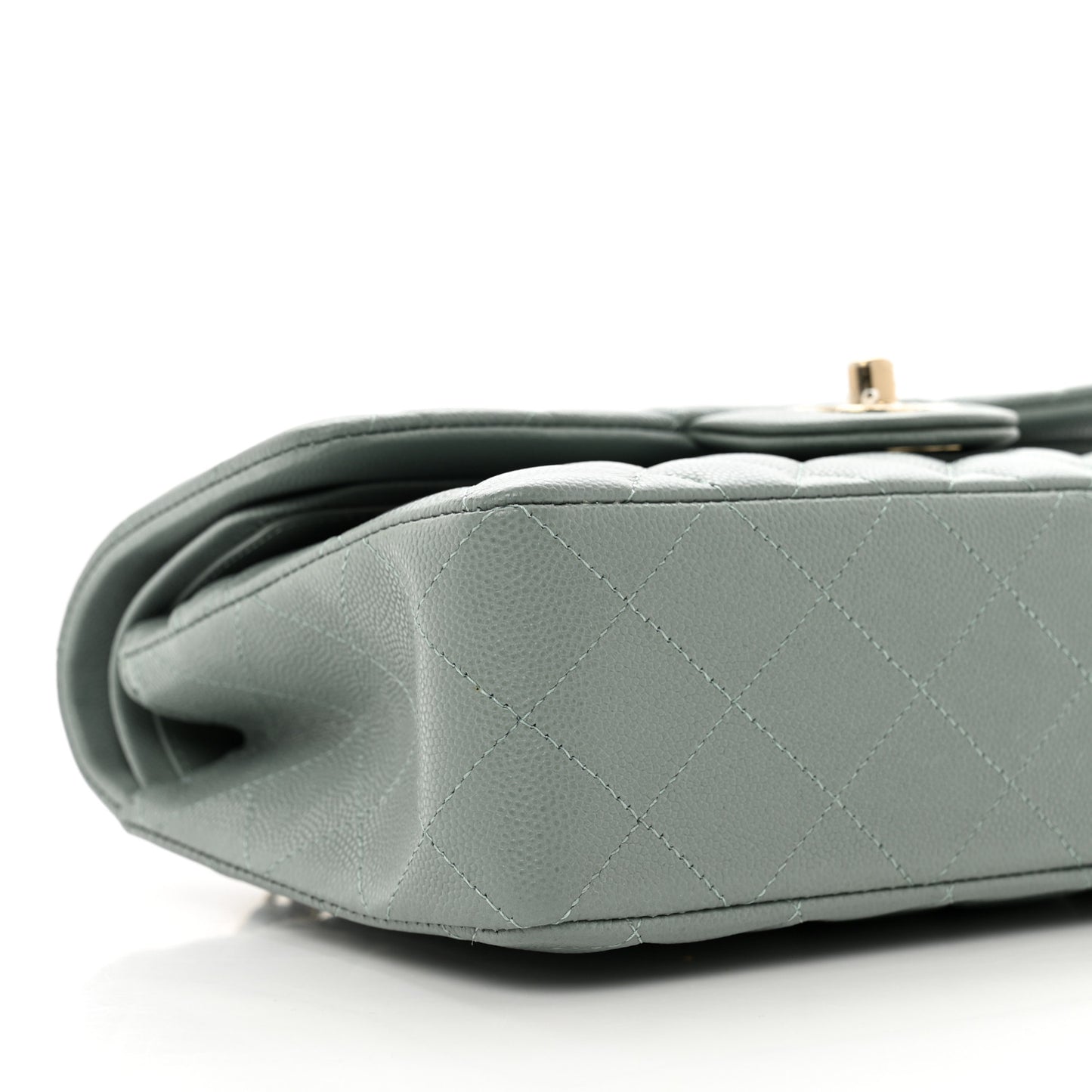 Caviar Quilted Small Double Flap Grey