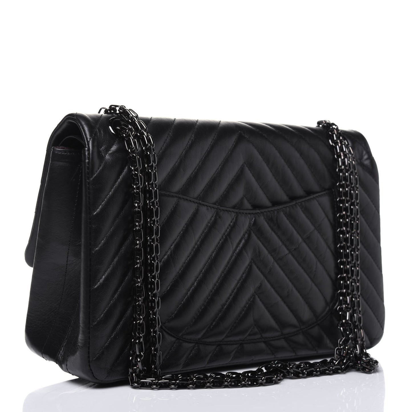 Aged Calfskin Chevron Quilted 2.55 Reissue 226 So Black