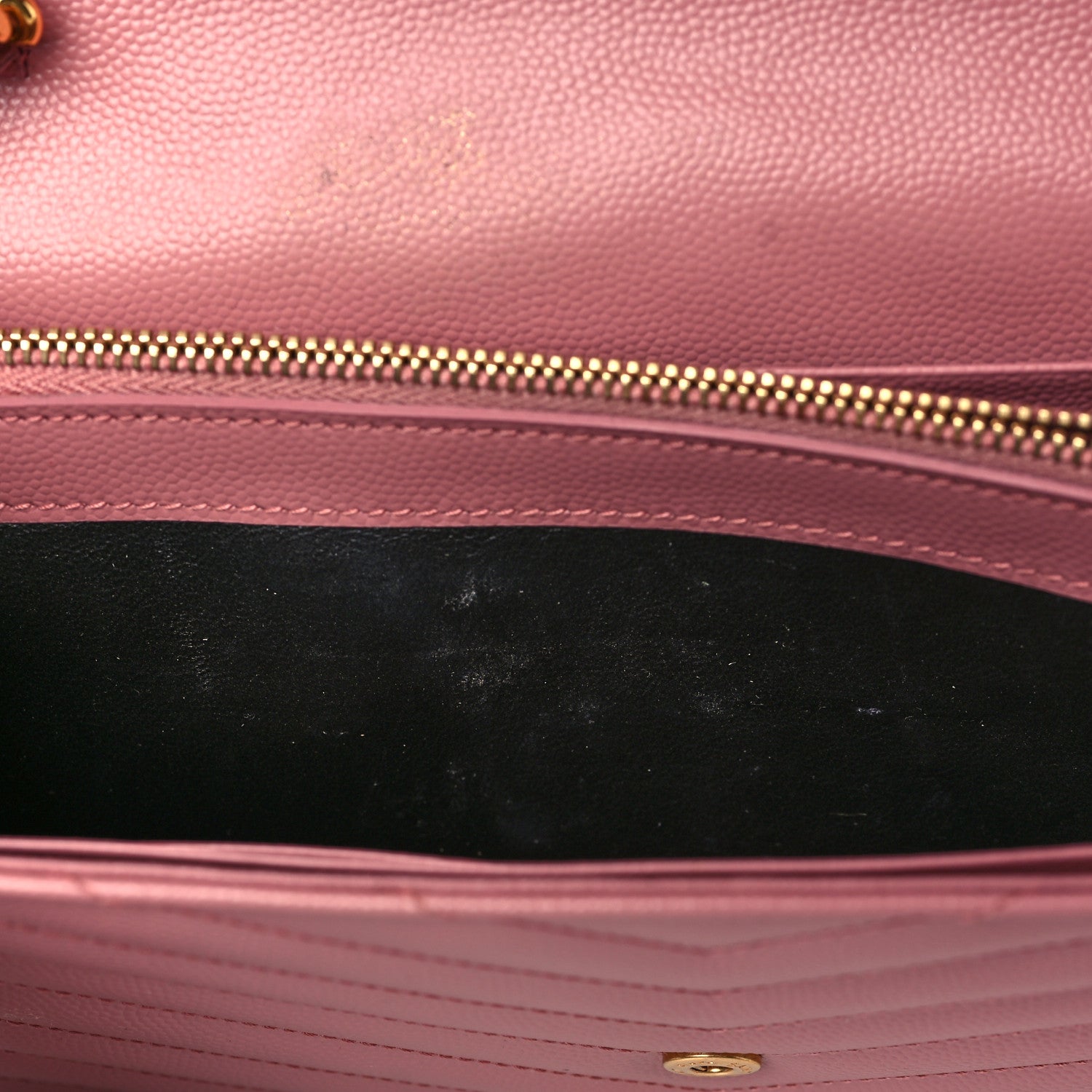 Saint Laurent Grain De Poudre Matelasse Chevron Monogram Chain Wallet Indian Pink 8 of 8