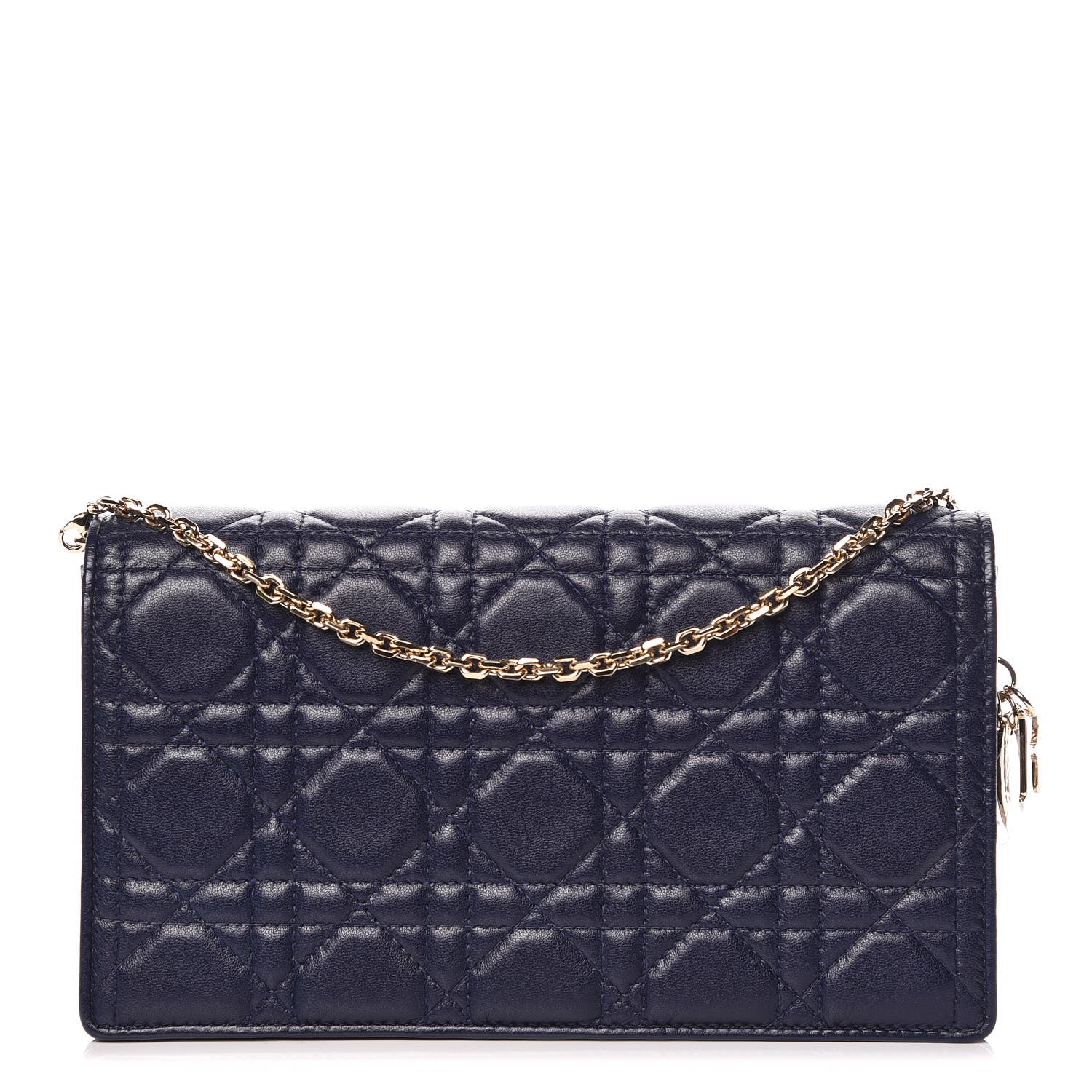 Christian Dior Lambskin Cannage Lady Dior Clutch Navy Blue 1 of 9