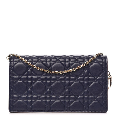 Christian Dior Lambskin Cannage Lady Dior Clutch Navy Blue 1 of 9