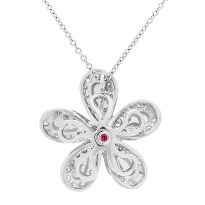 Roberto Coin 18K White Gold Diamond Fantasia Big Flower Pendant Necklace 5 of 6