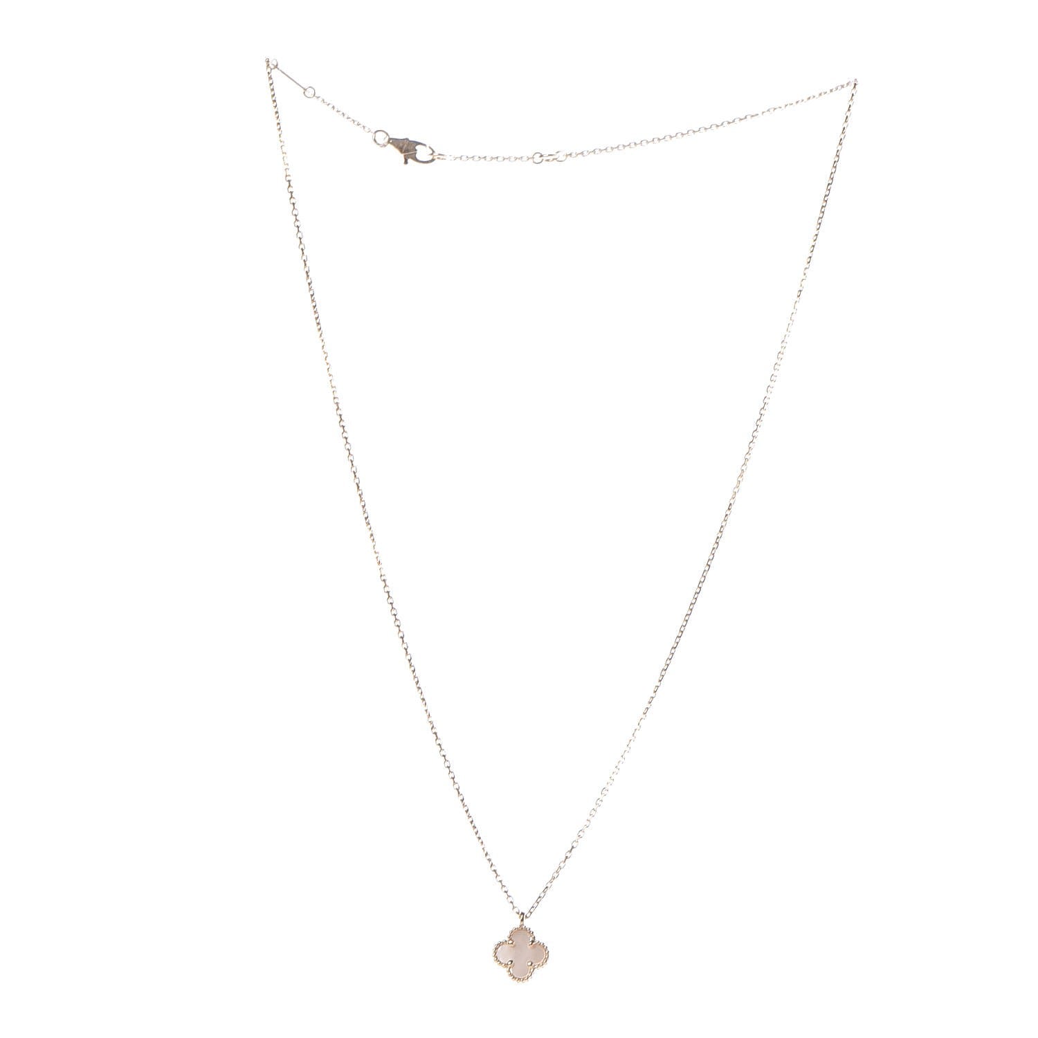 Van Cleef & Arpels 18K Yellow Gold Mother of Pearl Sweet Alhambra Pendant Necklace 3 of 9