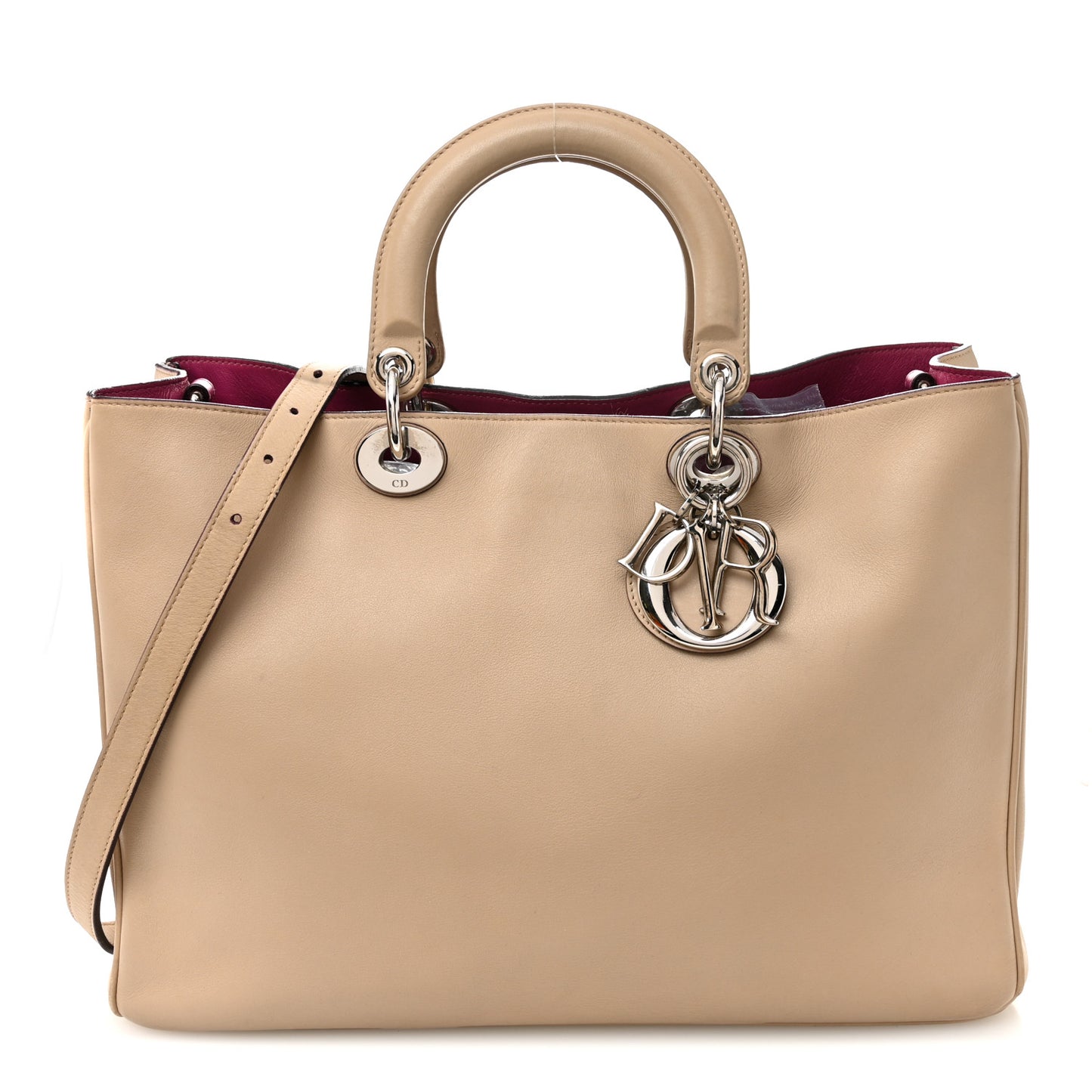 Smooth Calfskin Large Diorissimo Tote Beige Fuchsia