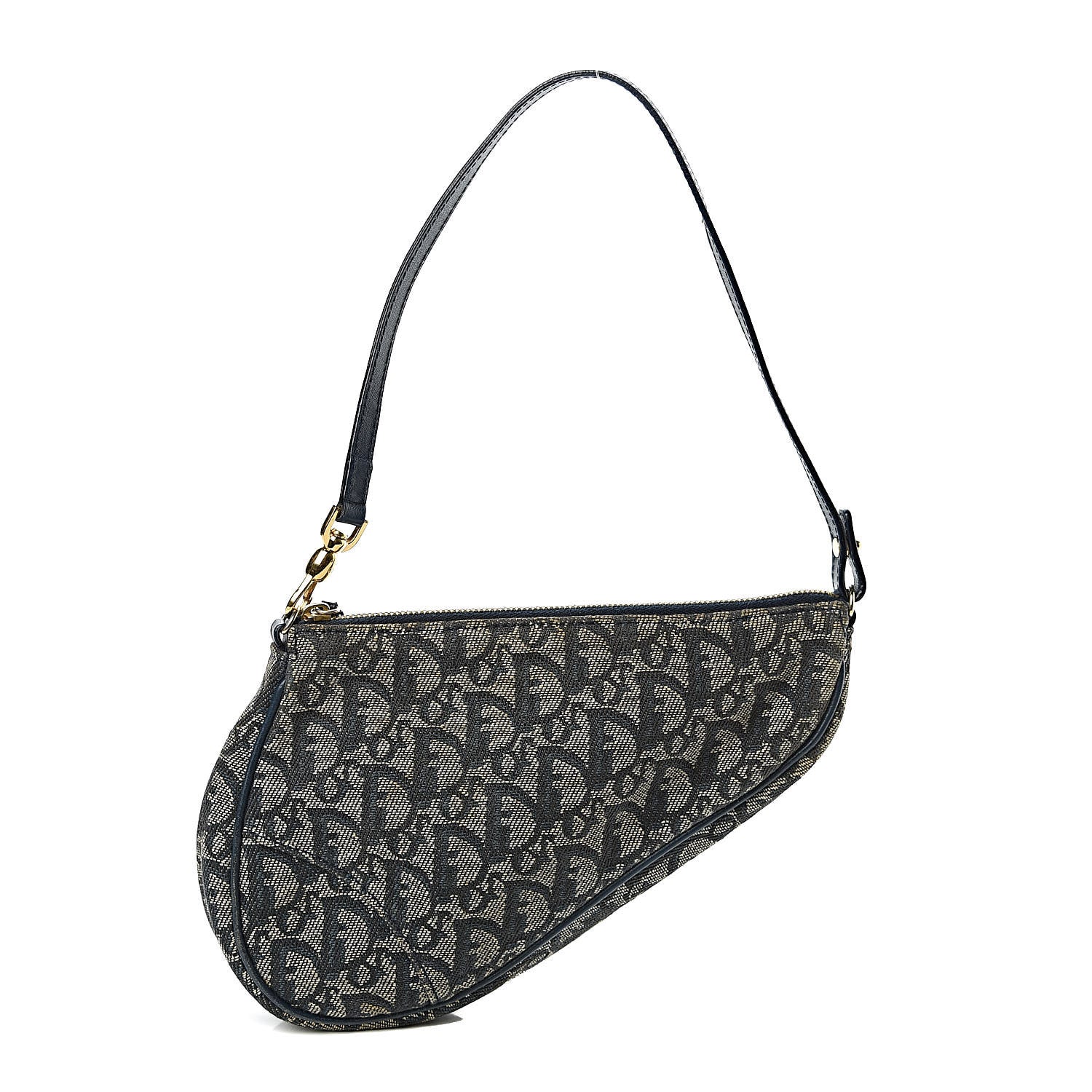 Christian Dior Monogram Mini Saddle Pochette Navy 1 of 10