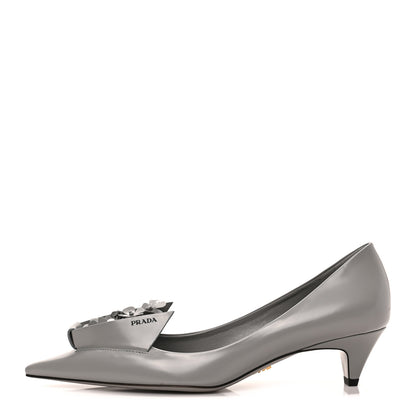 Prada Spazzolato Bouquet Pointed Toe 45mm Pumps 38 Grey 1 of 7