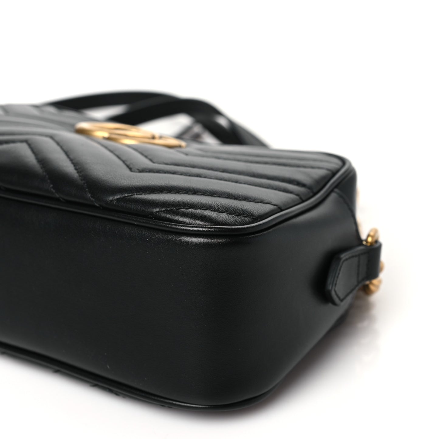 Calfskin Matelasse Small GG Marmont Chain Shoulder Bag Black