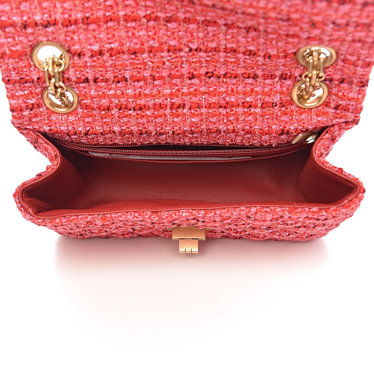 Tweed Quilted Mini 2.55 Reissue Flap Red Ecru Black