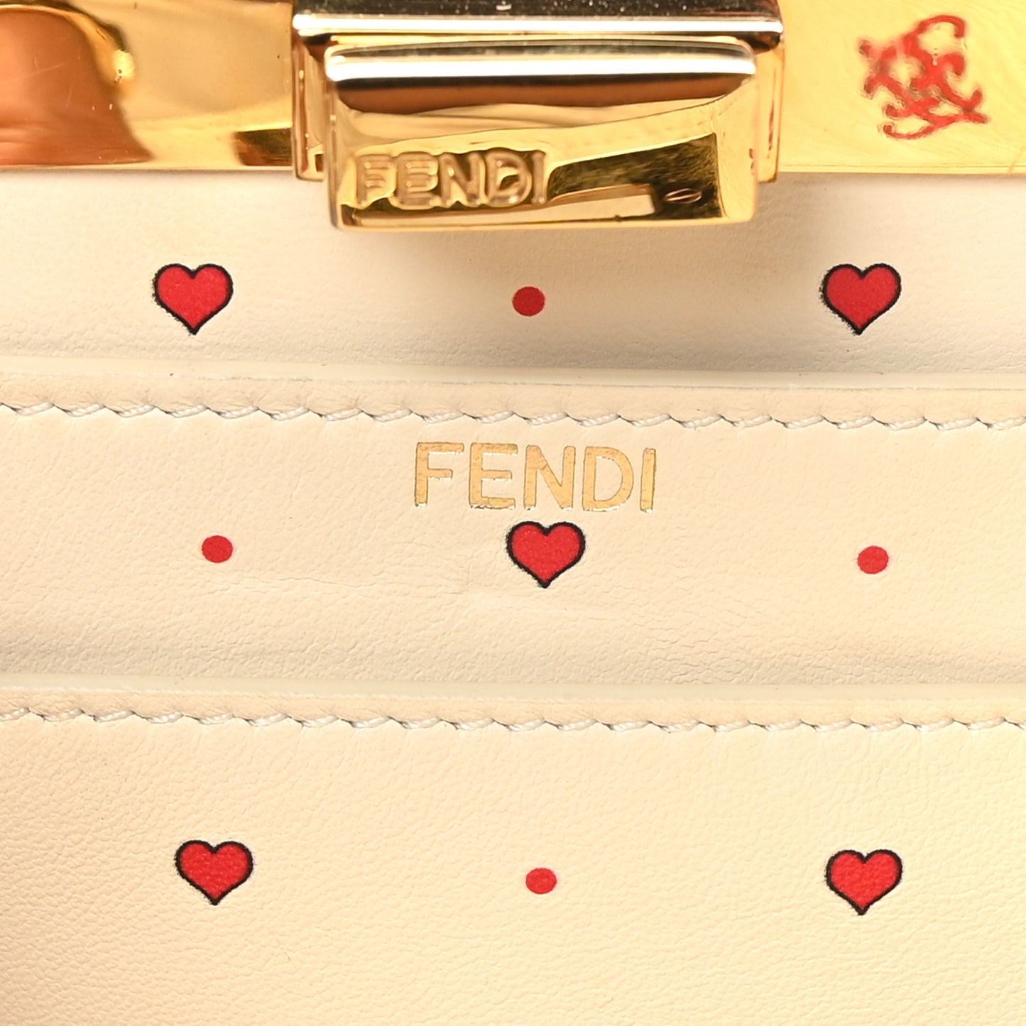 Vitello Seta Nappa Chinese Valentines Day Karligraphy Small Peekaboo I SEE U Satchel Rosso Cardinale Panna