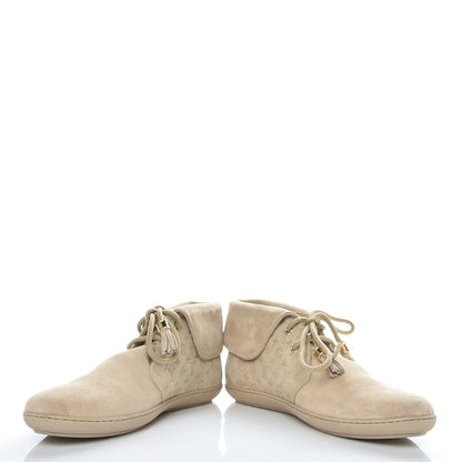 Louis Vuitton Suede Fold Over Sneakers 38 Beige 5 of 14
