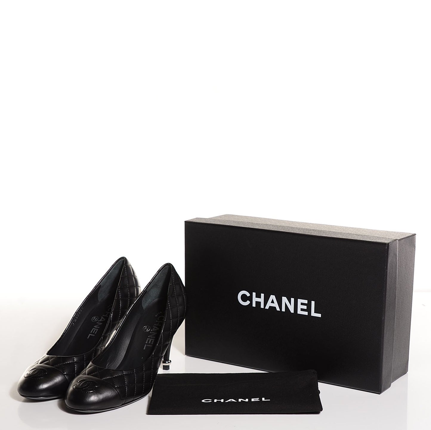 Lambskin Quilted CC Pumps 36.5 Black