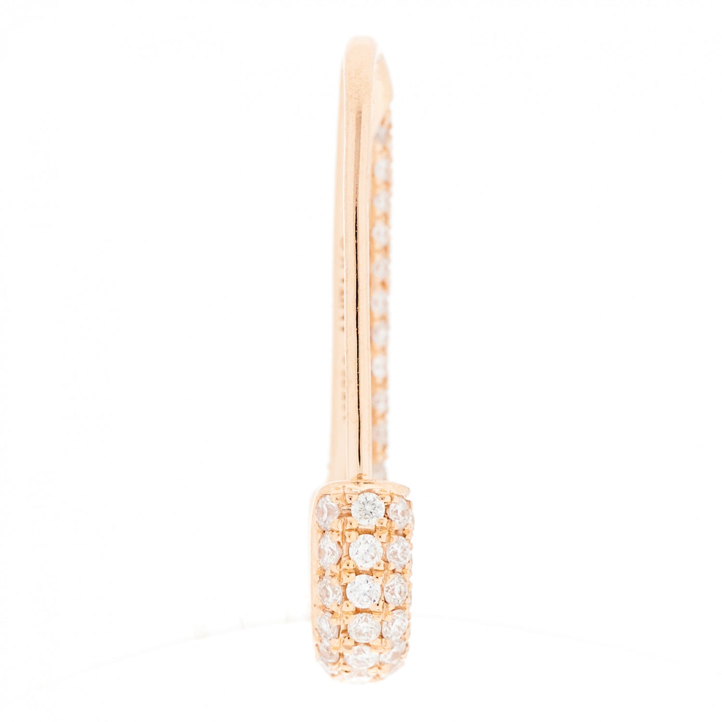 18K Rose Gold Diamond Mini Safety Pin Earring