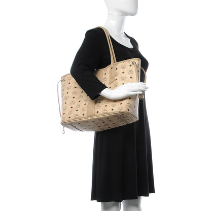 MCM Visetos Medium Liz Reversible Shopper Tote Beige 3 of 12