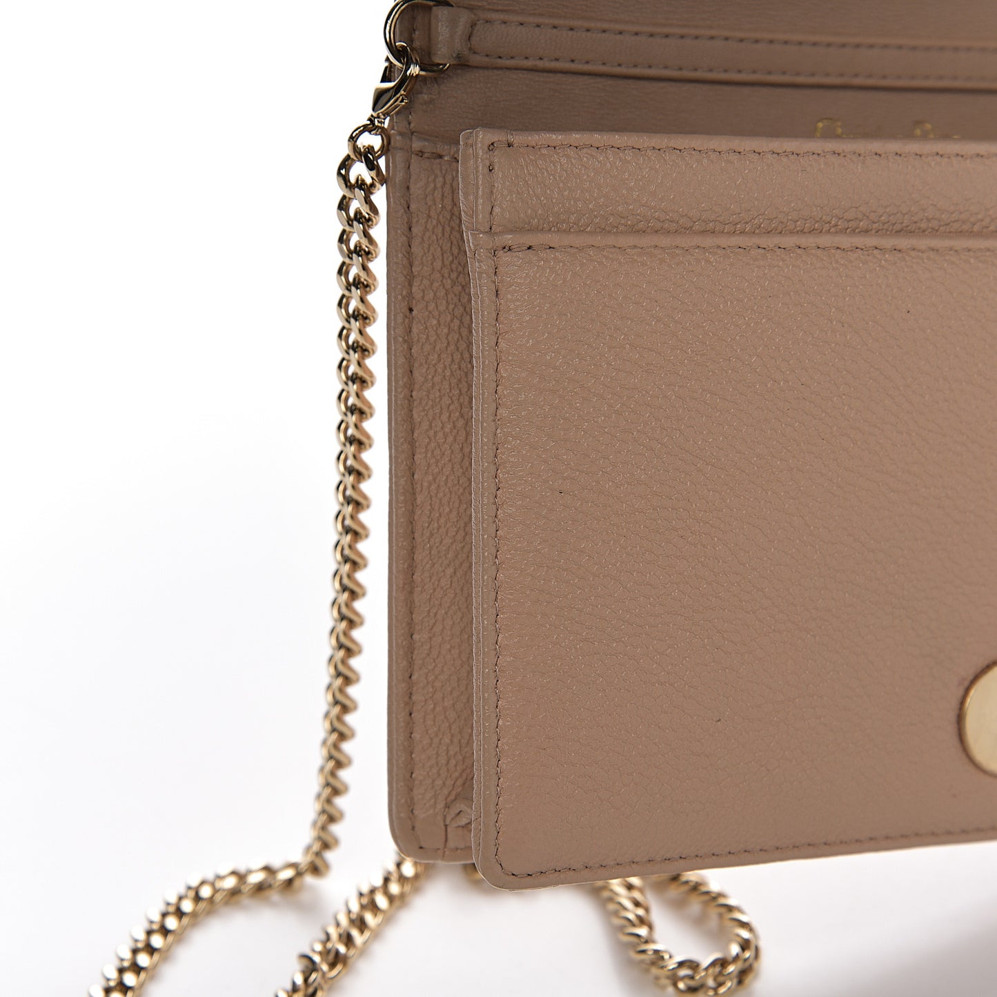 Grained Calfskin Diorama Wallet on Chain Pouch Nude