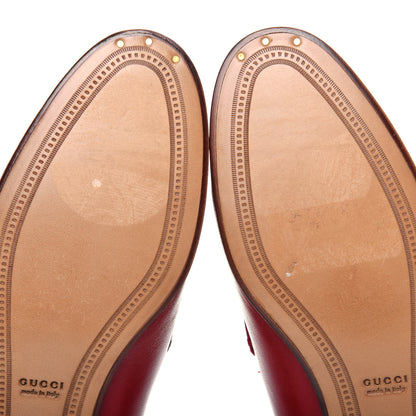 Gucci Lambskin Womens Brixton Horsebit Loafers 37.5 Hibiscus Red 9 of 12