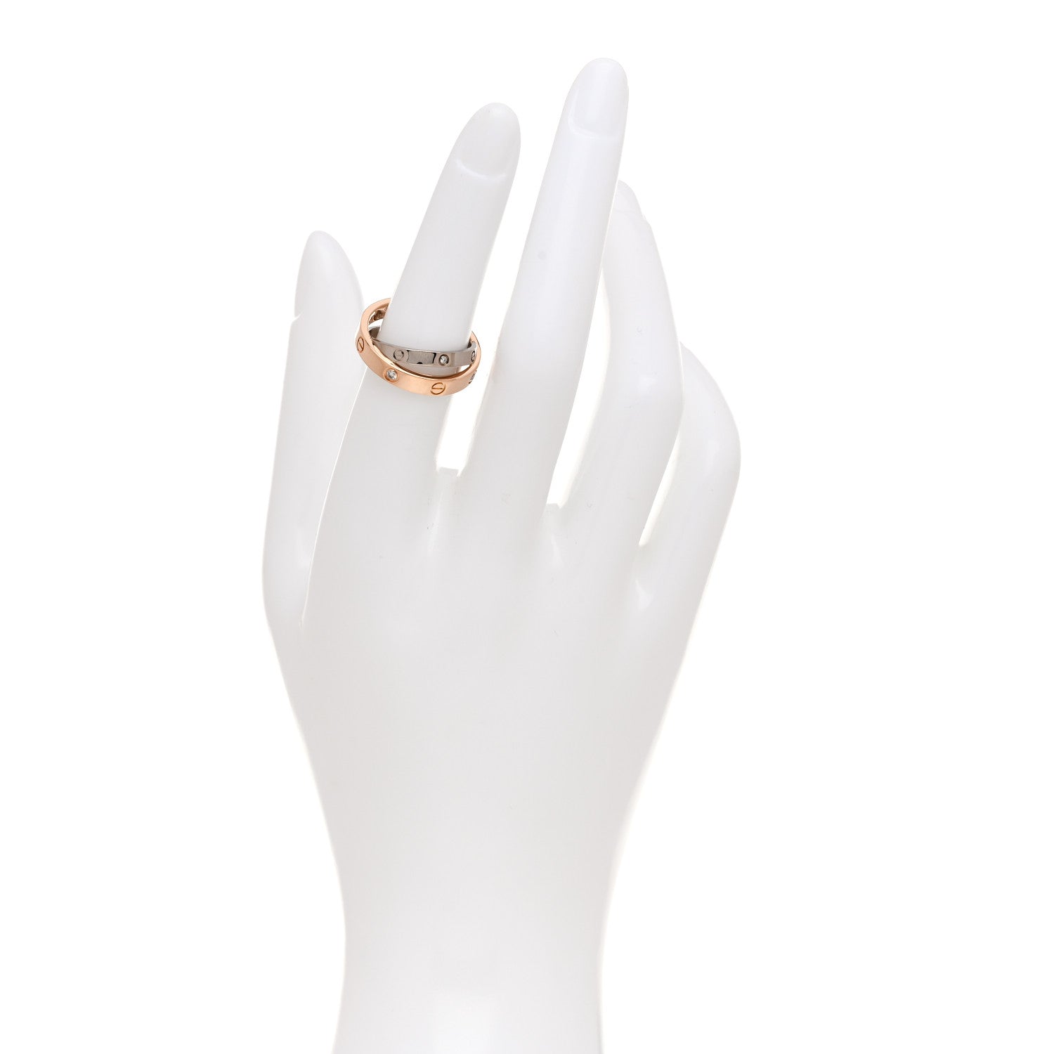 Cartier 18K Pink White Gold 6 Diamond LOVE Ring 51 5.75 2 of 5