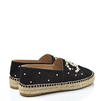 Chanel Suede Pearl CC Espadrilles 36 Black 4 of 11