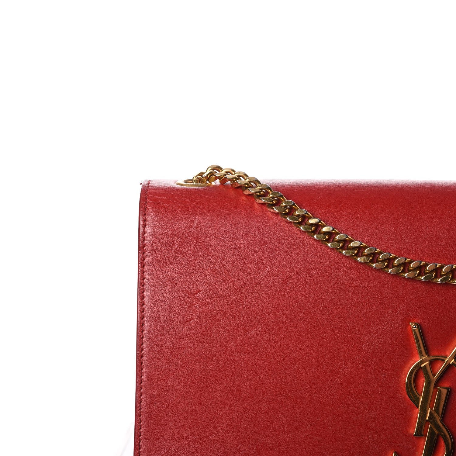 Saint Laurent Smooth Calfskin Medium Classic Monogram Kate Tassel Satchel Lipstick Red 8 of 25