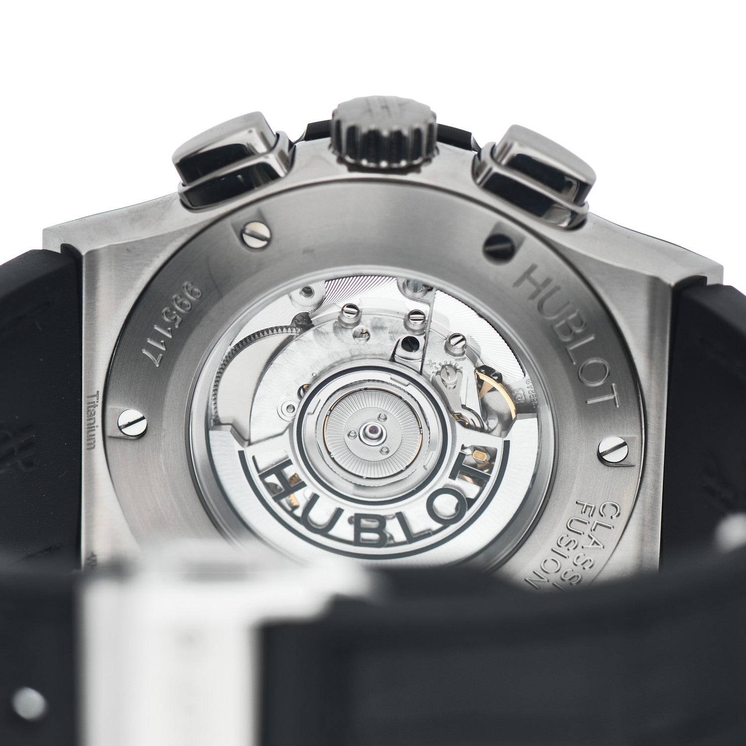 Hublot Titanium Alligator 45mm Classic Fusion Aerofusion Chronograph Automatic Watch Black 525.NX.0170.LR 4 of 5