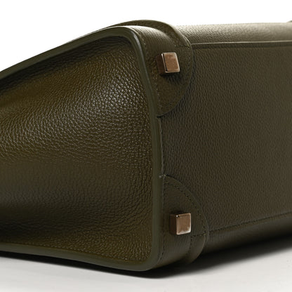 Celine Drummed Calfskin Micro Luggage Dark Olive 9 of 12