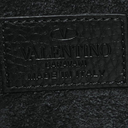 Valentino Garavani Pebbled Calfskin Turquoise Medium Rockstud Rolling Flap Saddle Bag Black 5 of 10