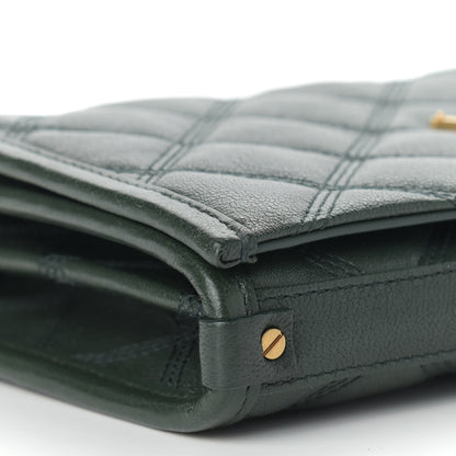 Saint Laurent Lambskin Diamond Quilted Becky Chain Wallet Green 5 of 11