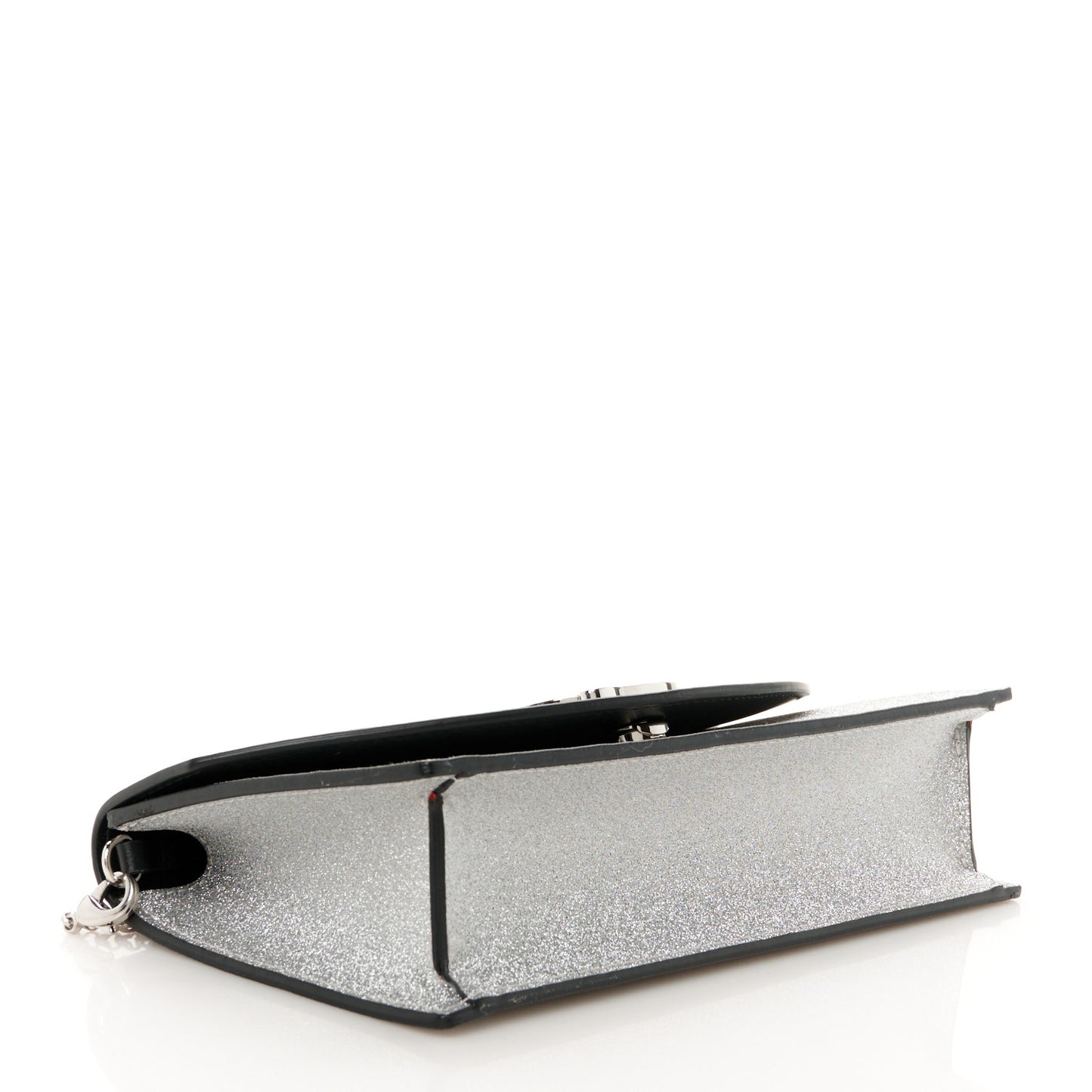 Glitter Calfskin Loubi54 Crossbody Clutch Silver